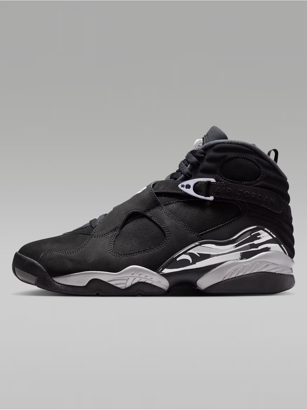 Air Jordan 8 Retro "Chrome" Men’s Black and Silver High-Top Sneakers